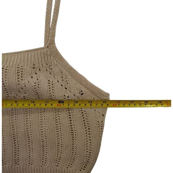 Freshman 1996 Women's Beige Strappy Crop Top, Fabric, Medium. - Picture 7 of 8